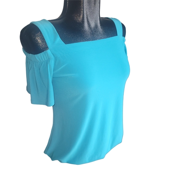 Laura Teal Colored Off-Shoulder Short Sleeve Top S - Picture 2 of 6